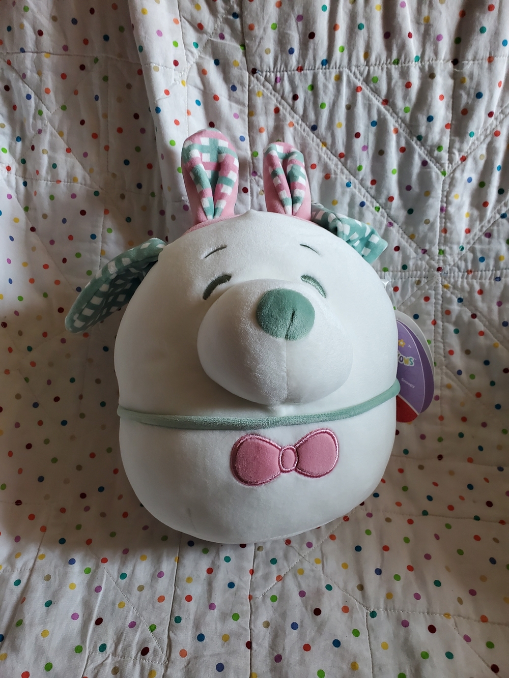 Squishmallows Peanuts  Snoopy Bunny with Mint and Pink Accents